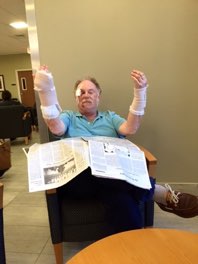 Waiting for surgery on his thumb at Reston Hospital