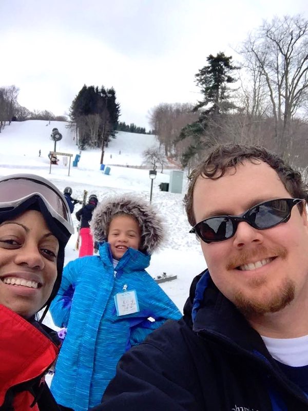 Karla, Isis and Adam Skiing